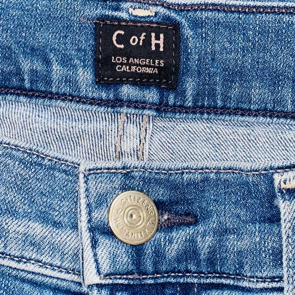 Citizens of Humanity COH Dip Dye Raw Hem Agnes Crop Mid Rise Slim Straight Jeans - Picture 8 of 11